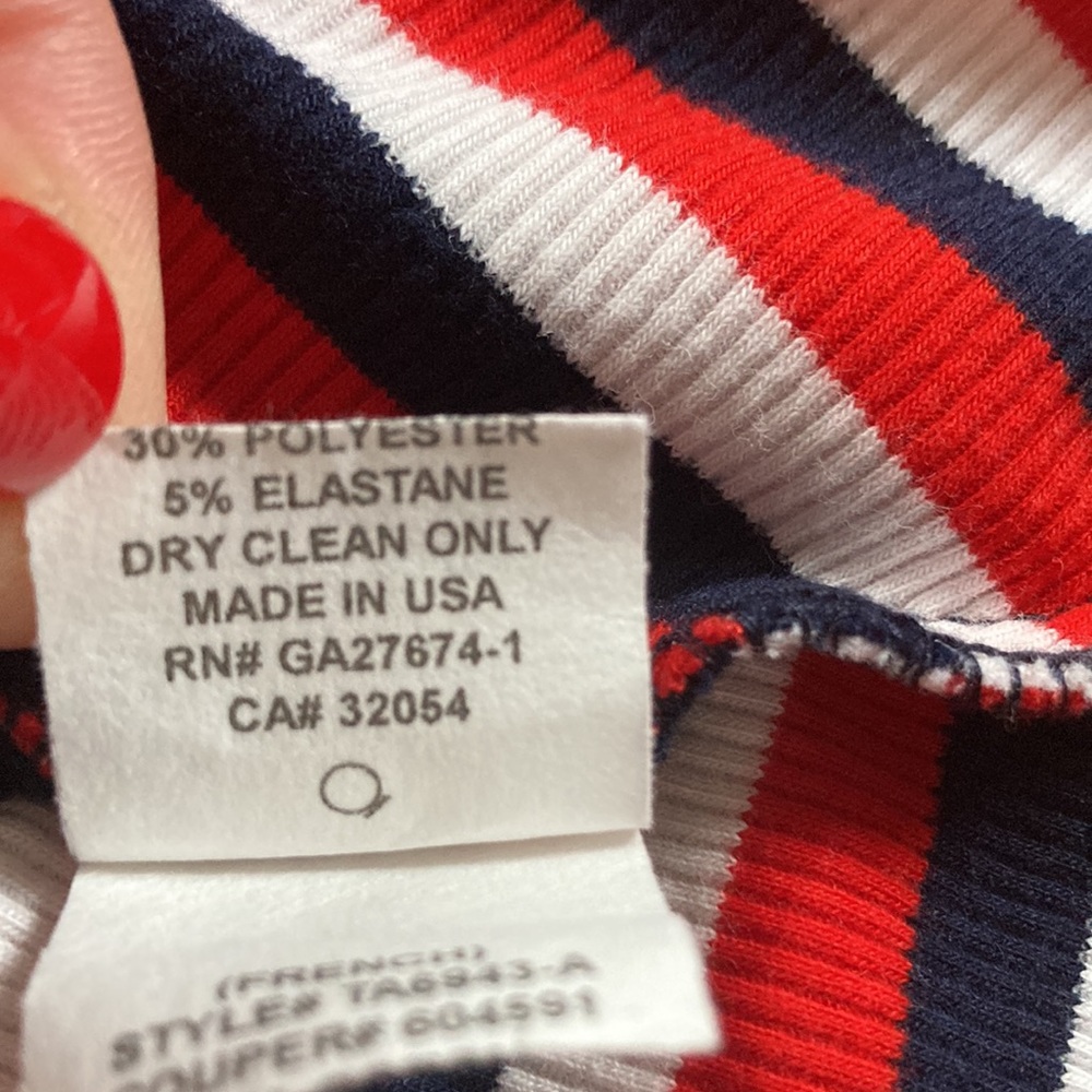 Eva Franco short sleeved red white and navy blue striped top sz S - Picture 8 of 8